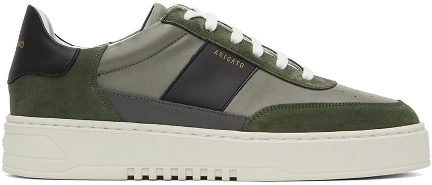 Axel Arigato Mens Dark Green Orbit Vintage Contrast-panel Leather And Suede Trainers