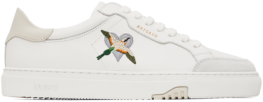 White & Beige Clean 180 Heart Bird Sneakers