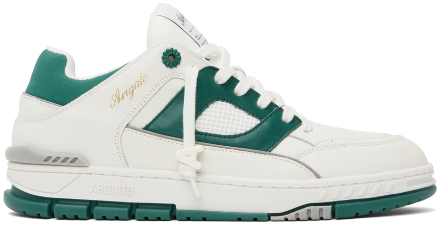 Shop Axel Arigato White & Green Area Lo Sneakers In White/jade