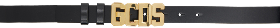 Gcds Black Logo Belt In 16 Gold