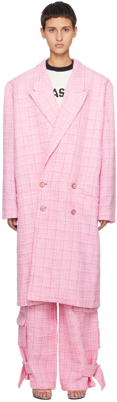 Gcds Pink Double-breasted Coat In 06 Pink