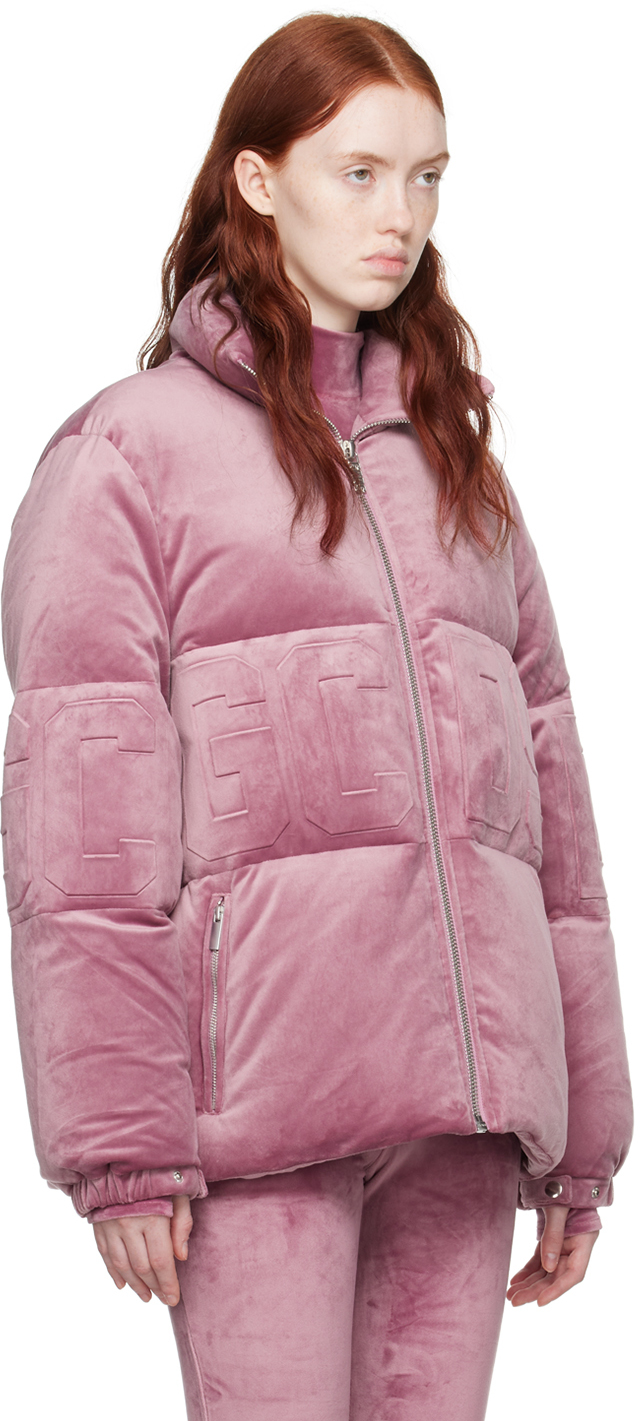 Gcds Pink Embossed Down Jacket In 62 Lavander Herb