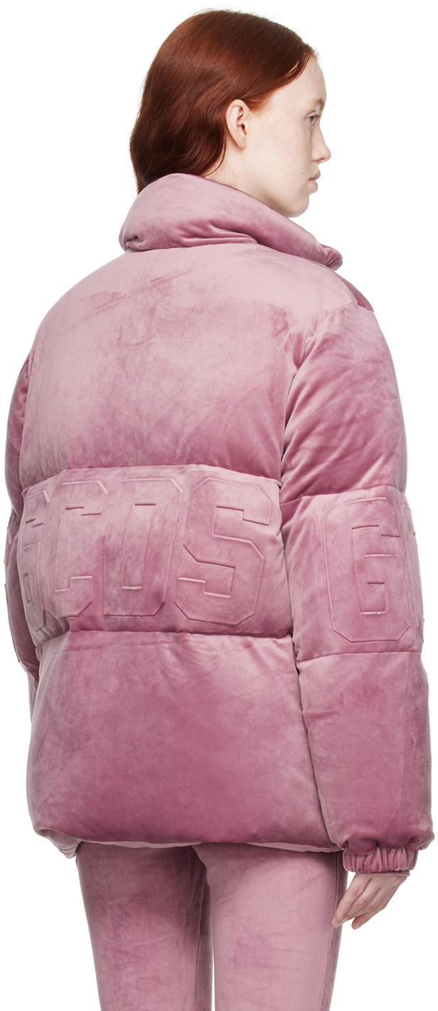 Gcds Pink Embossed Down Jacket In 62 Lavander Herb