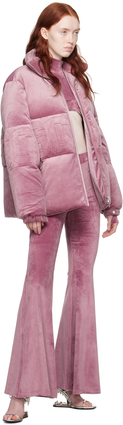 Gcds Pink Embossed Down Jacket In 62 Lavander Herb