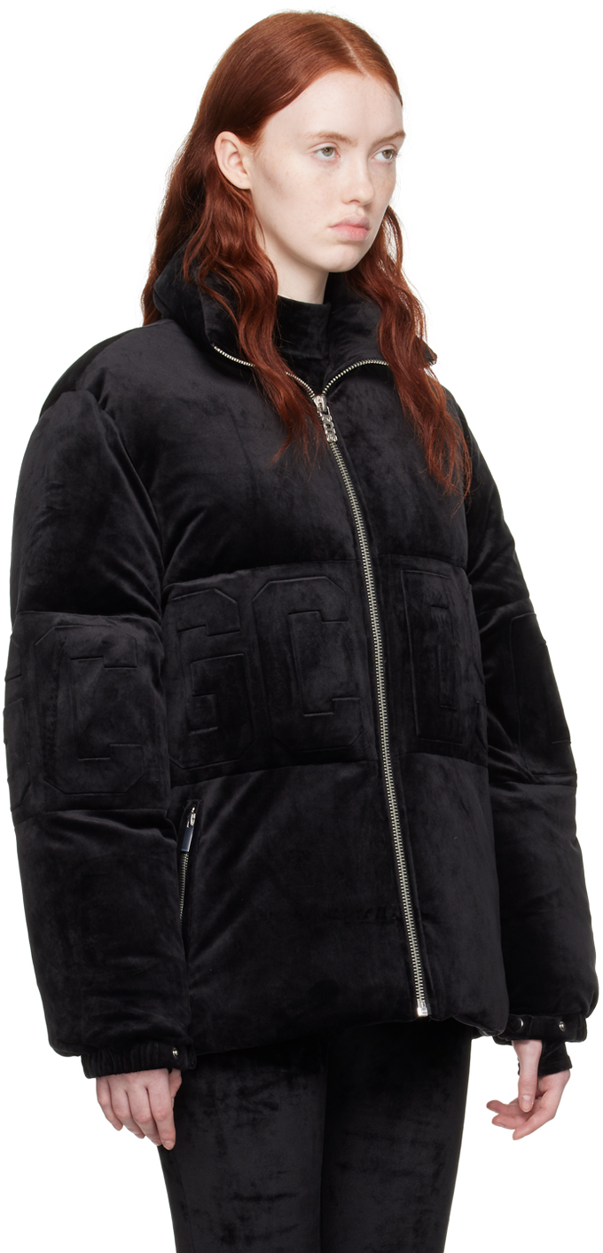 Gcds Black Embossed Down Jacket In 02 Black