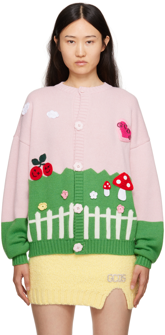 Pink & Green Kittho Cardigan by GCDS on Sale