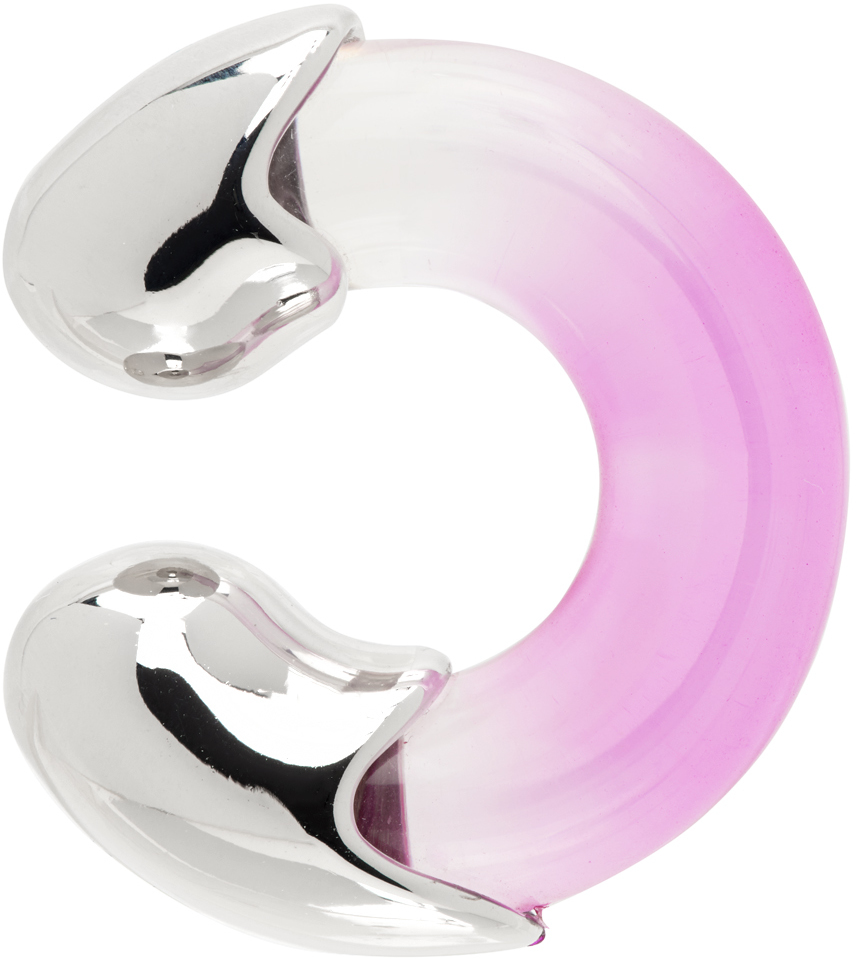 Lorette Colé Duprat Pink C2 Single Ear Cuff In Silver/pink