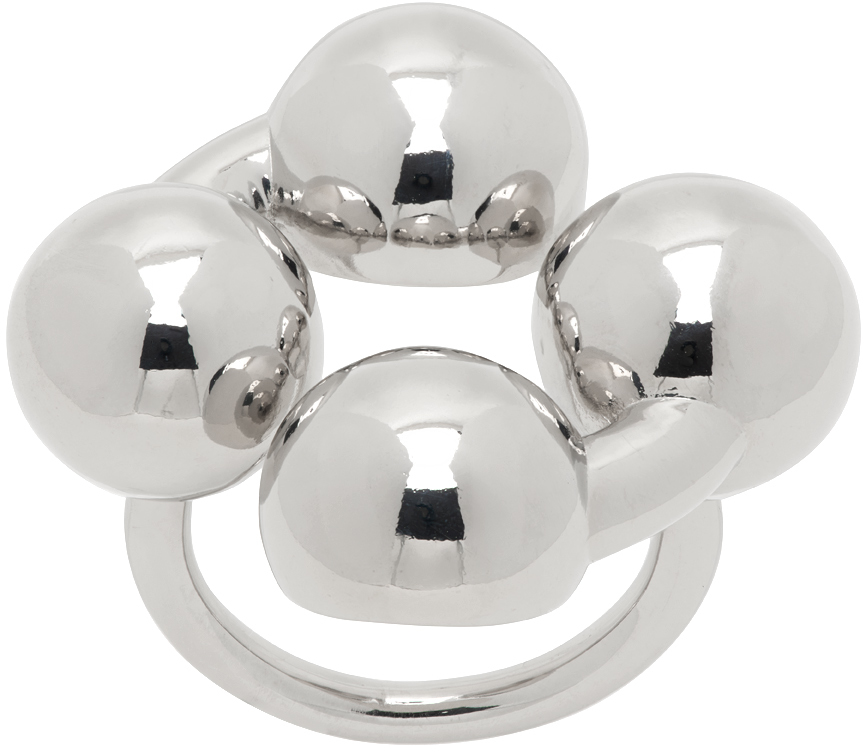 Shop Lorette Colé Duprat Silver Quadri Ring In Brass Palladium
