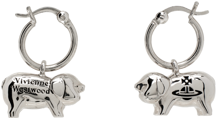 Vivienne Westwood Silver Juanita Earrings In P157 Platinum/black