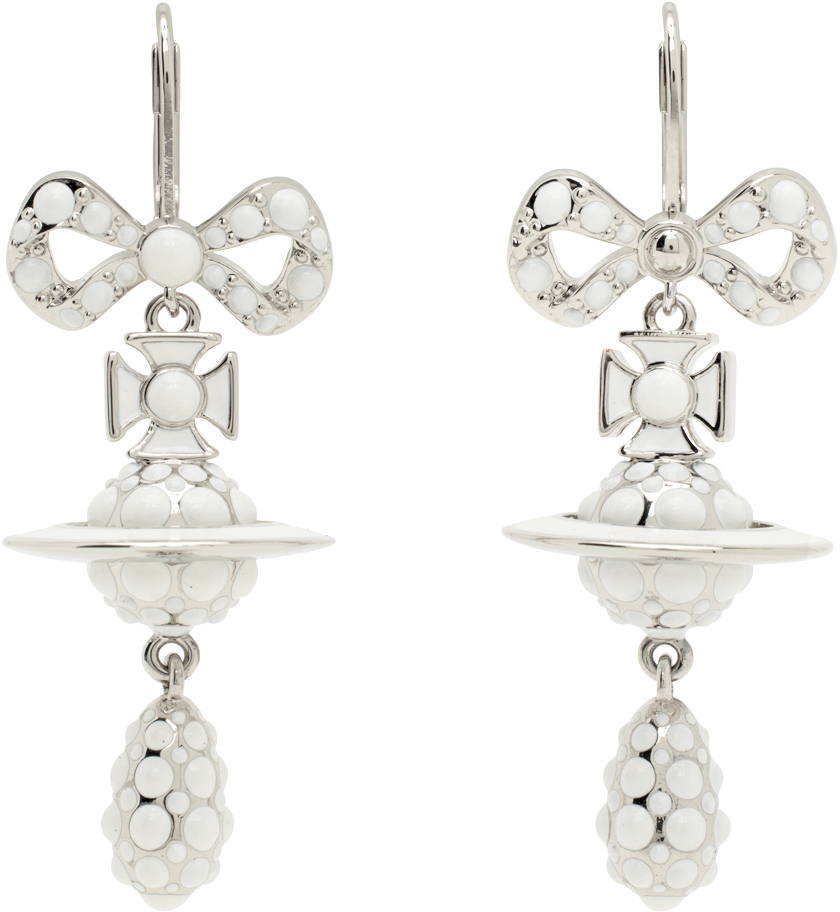 Silver & White Saffron Earrings by Vivienne Westwood on Sale
