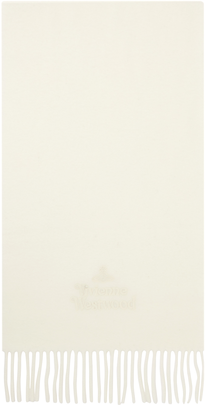 VIVIENNE WESTWOOD WHITE EMBROIDERED SCARF