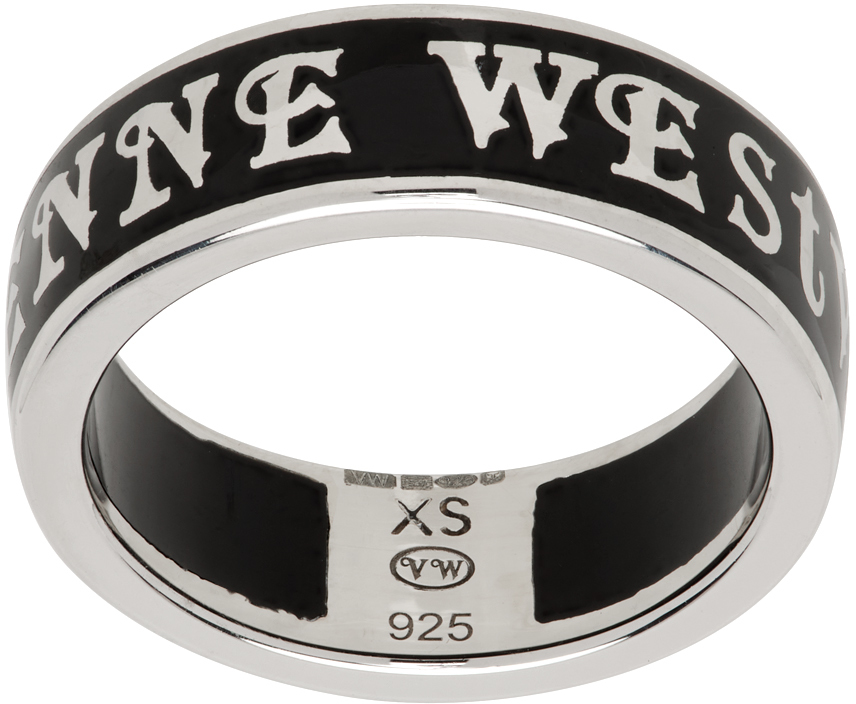 Vivienne Westwood: Black & Silver Conduit Street Ring | SSENSE Canada