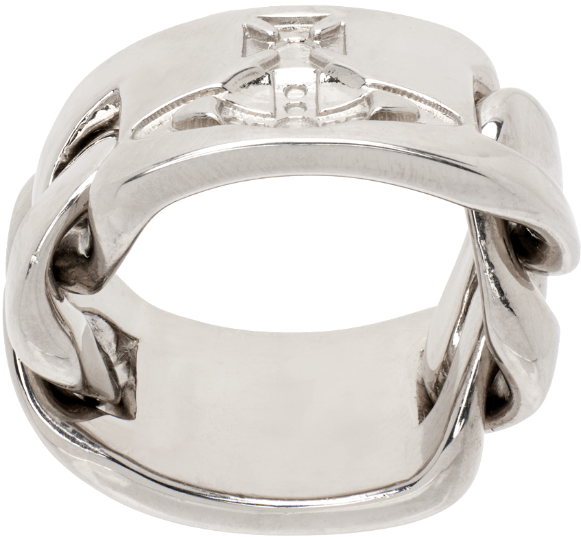 Vivienne Westwood Silver Janus Ring In 231-01p019-p019fj