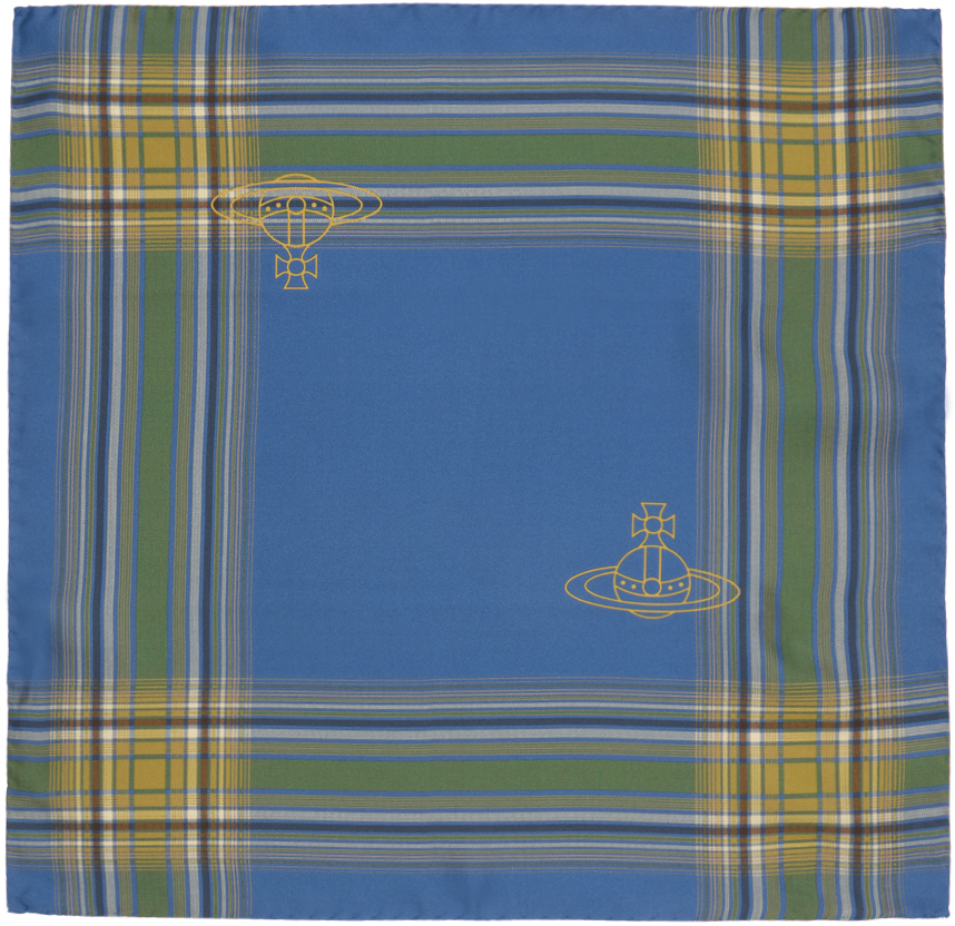 Blue Madras Check Pocket Square