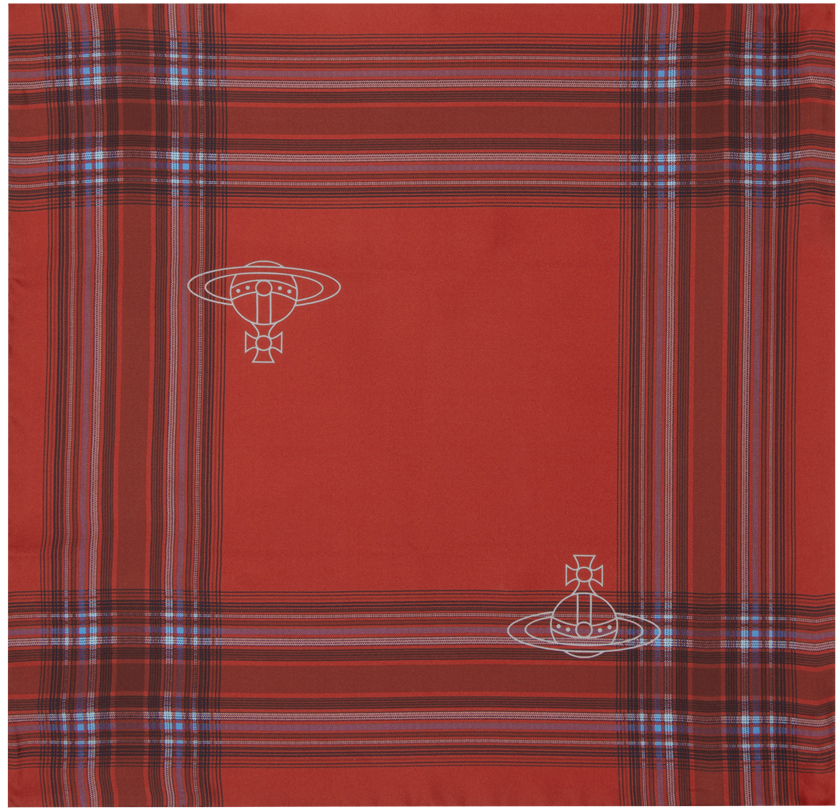 Vivienne Westwood Red Madras Check Pocket Square In 233-w00p3-h401mn