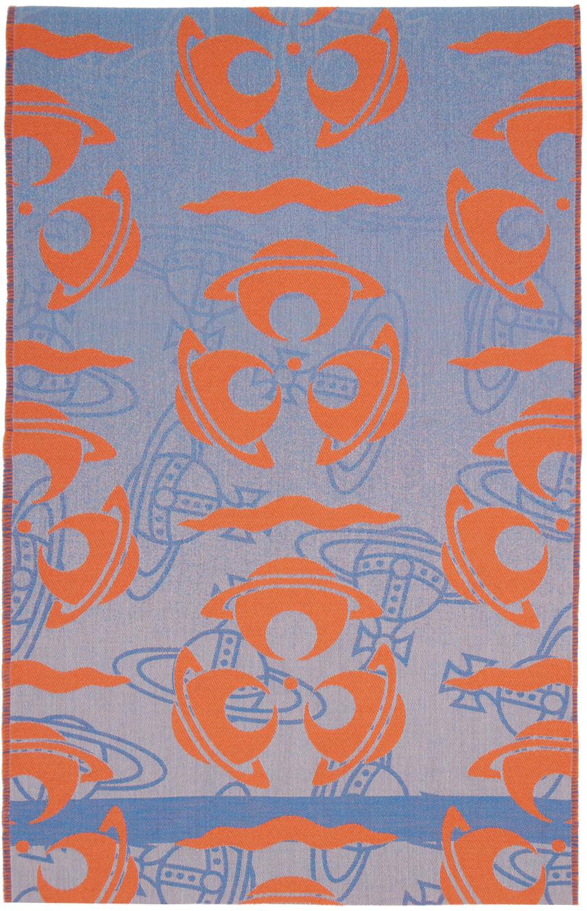 Vivienne Westwood Orange & Blue Parade Orb Scarf In 233-w00q0-k404mn