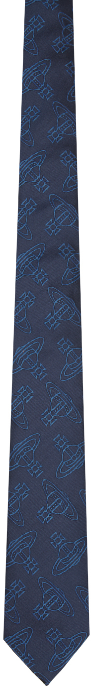 Vivienne Westwood Navy Jacquard Tie In 233-w00oa-k406cs