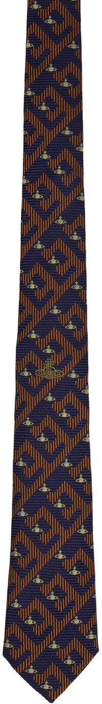 Vivienne Westwood Navy & Burgundy Orb Tie In 233-w00o7-k410cs
