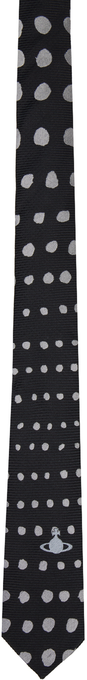 Vivienne Westwood Black & Silver Dots Tie In 233-w00o8-n401cs