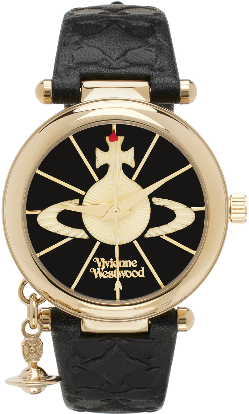 Vivienne Westwood: Black & Gold Orb Watch | SSENSE