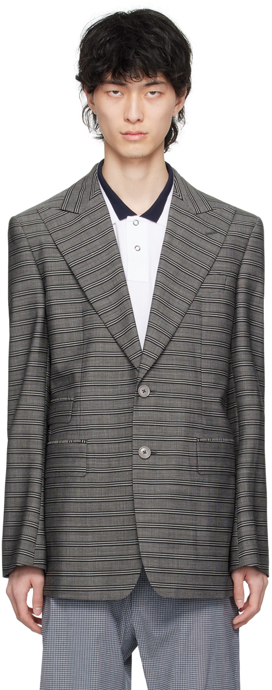 Shop Vivienne Westwood Gray Striped Blazer In 233-w00nh-n306lr