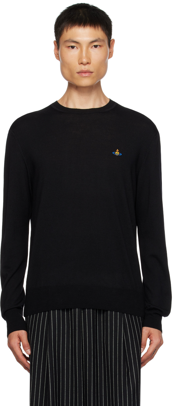 Vivienne Westwood Black Embroidered Sweater In 233-y0006-n403