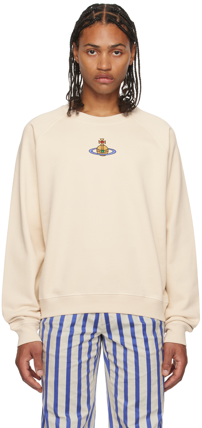 Beige Embroidered Sweatshirt