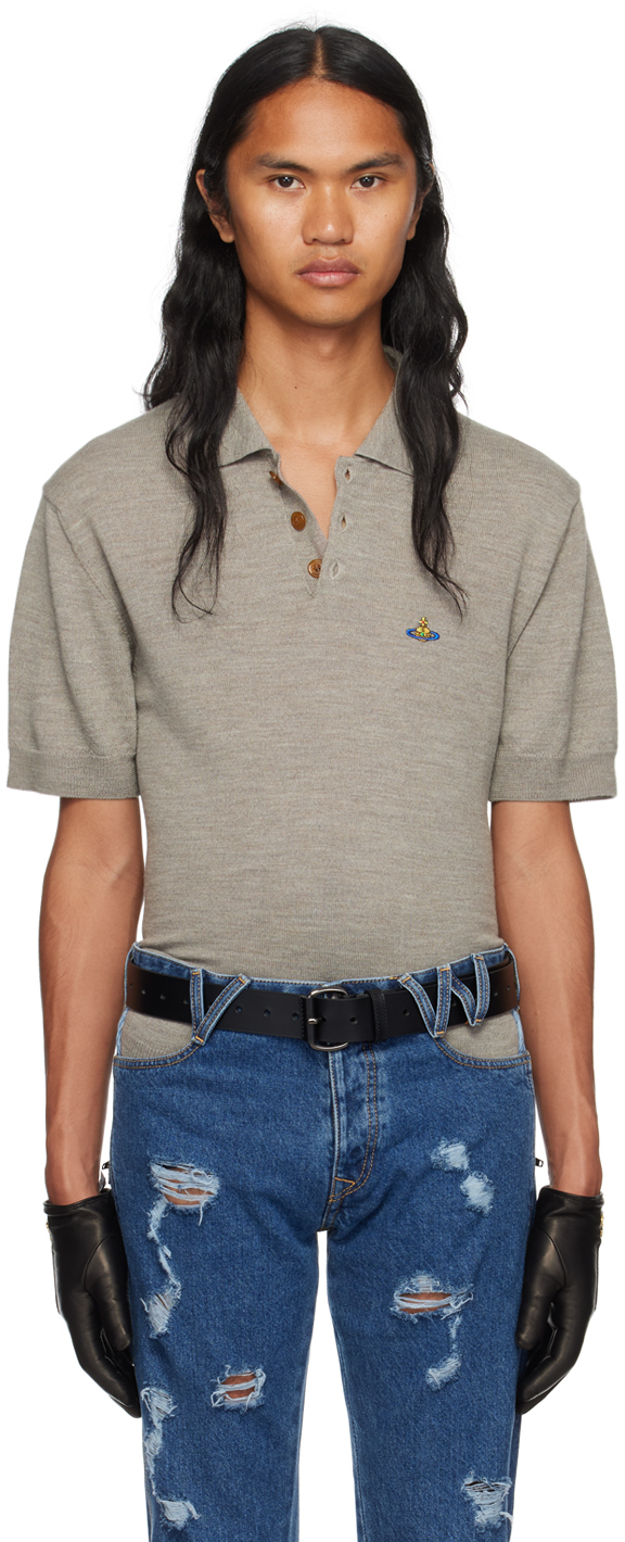 Vivienne Westwood Gray Embroidered Polo In Grey