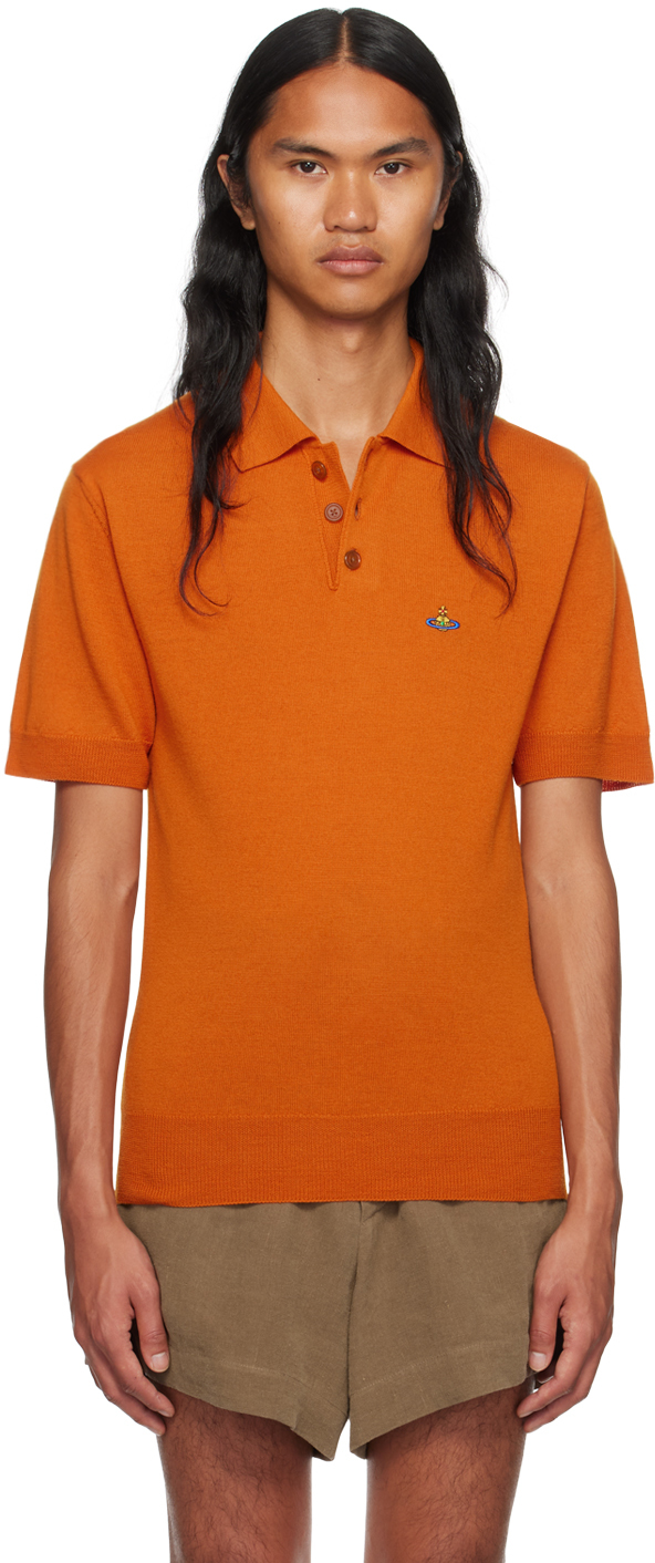 Vivienne Westwood Orange Embroidered Polo In 233-y0006-f410