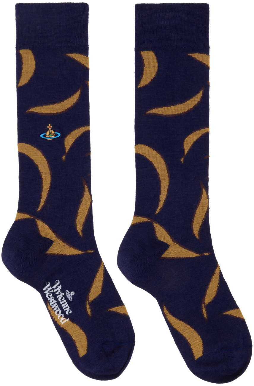 Navy Medieval Texture Socks