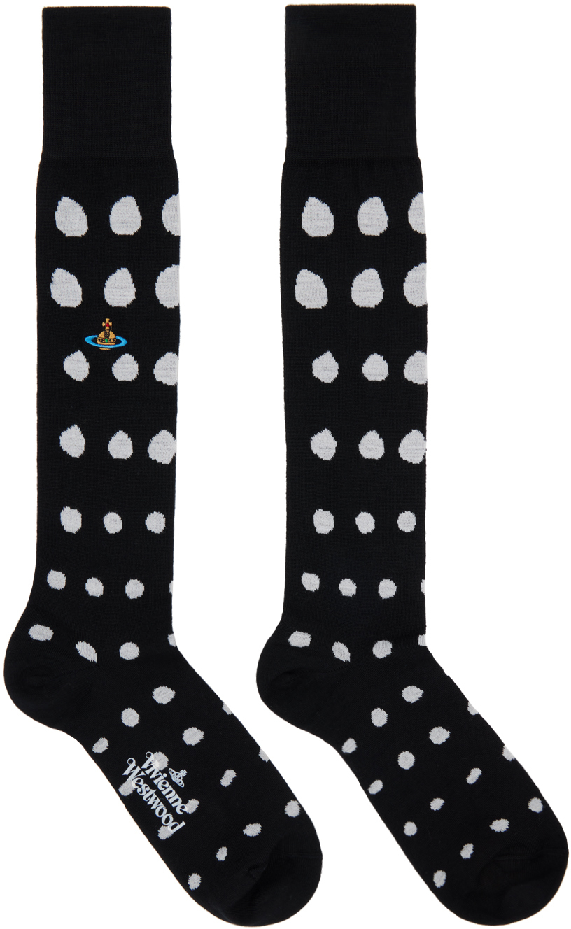 Shop Vivienne Westwood Black Dots High Socks In 233-k0027-n401