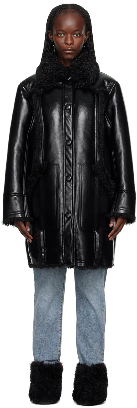 Black Ramona Faux-Leather Coat