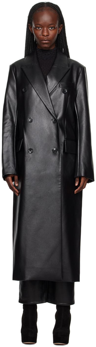 Stand Studio Black Raquel Faux-leather Coat In 89900 Black