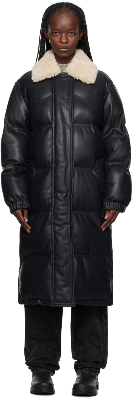 Black Fabiola Faux-Leather Coat