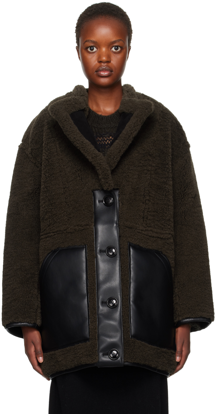 Shop Stand Studio Brown Tory Faux-shearling Jacket In 87200 Ash Brwn/black