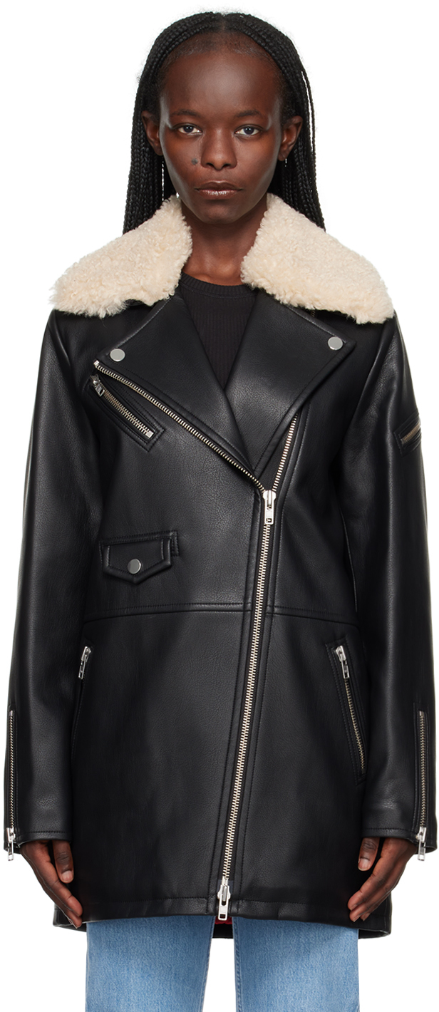 Black Kinsley Faux-Leather Coat