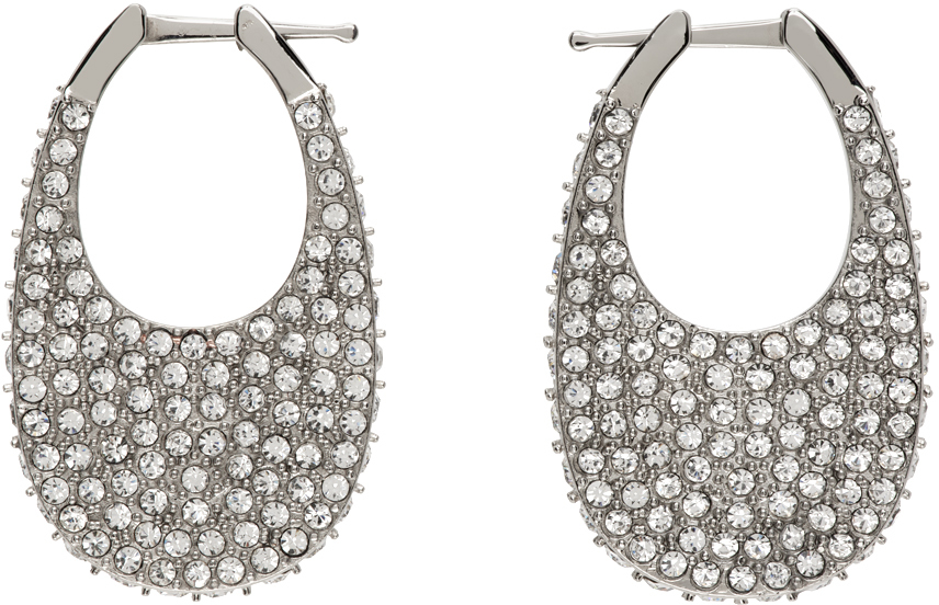 Shop Coperni Silver Crystal Swipe Earrings
