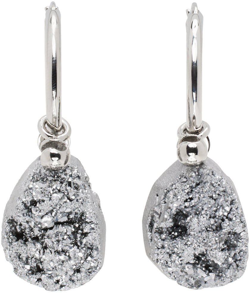 Silver Meteorite Earrings