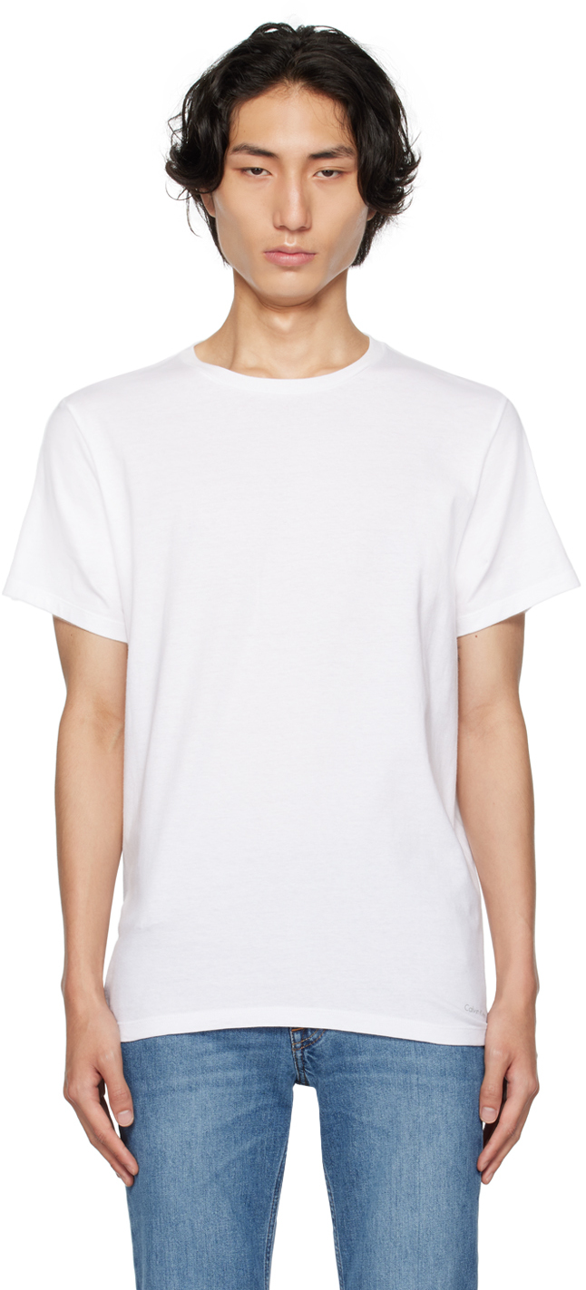 Three-Pack White Crewneck T-Shirts by Calvin Klein Underwear on Sale