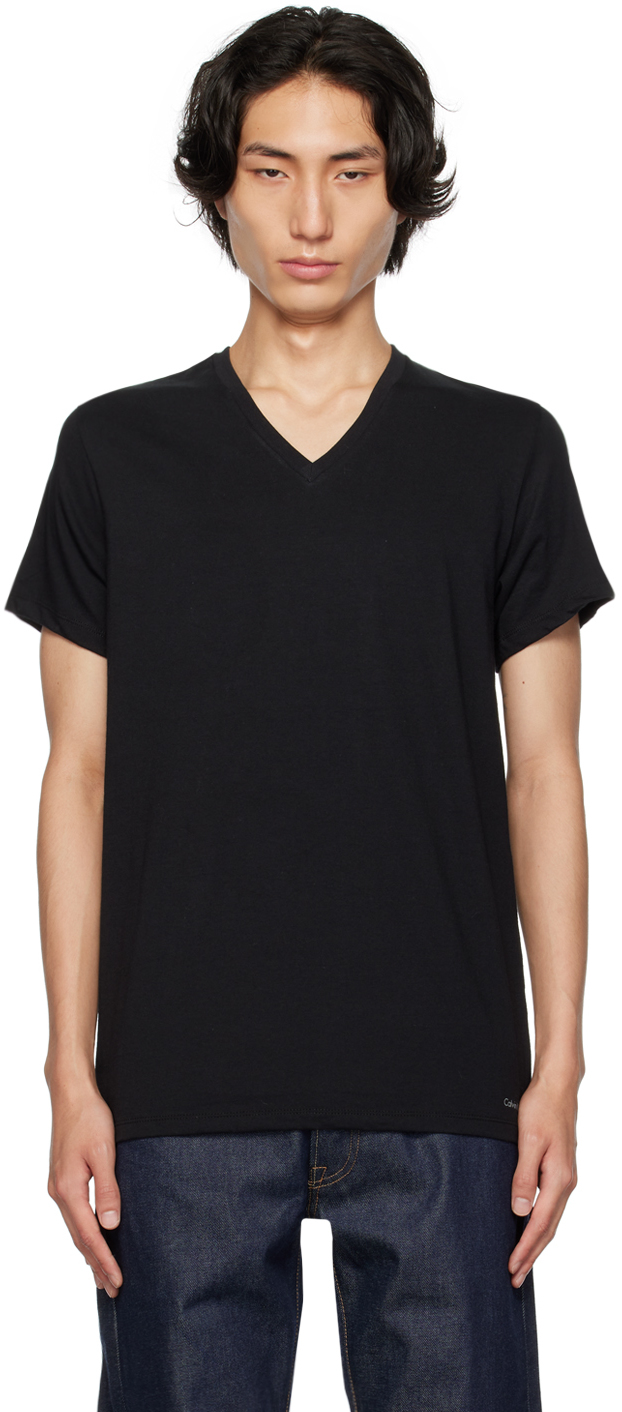 Calvin Klein Underwear Three-pack Black V-neck T-shirts In 001 - Black