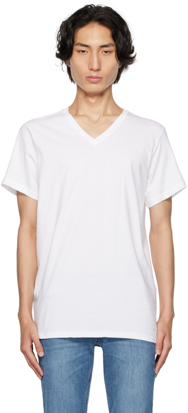 Calvin Klein Underwear Three-pack White V-neck T-shirts In 100 - White