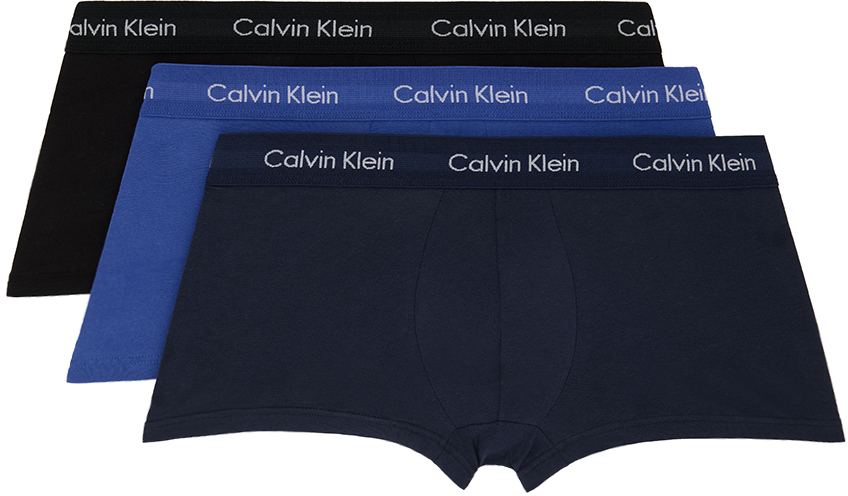 Calvin Klein Underwear Three-pack Multicolor Low-rise Boxers In 905 - Blue