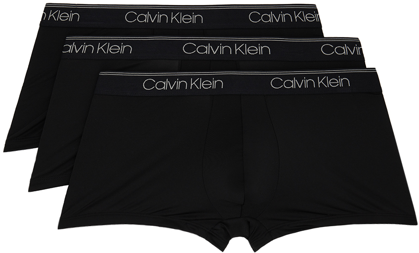 Calvin Klein Underwear Three-pack Black Low-rise Boxers In 001 - Black