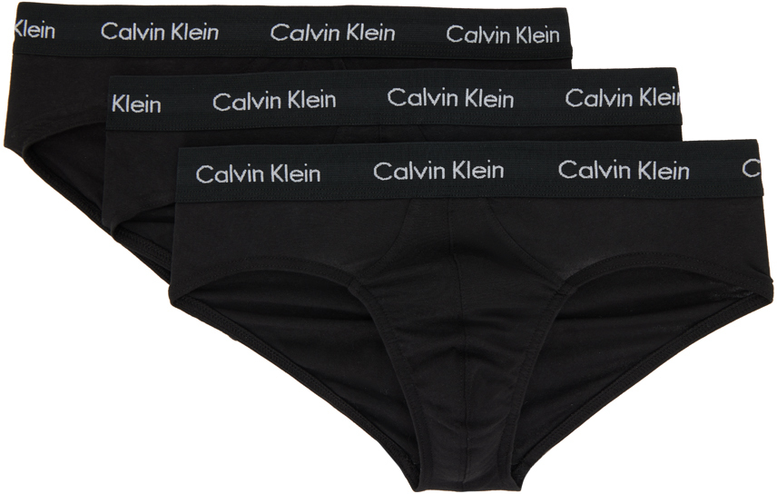 Calvin Klein Underwear Three-pack Black Briefs In 001 - Black