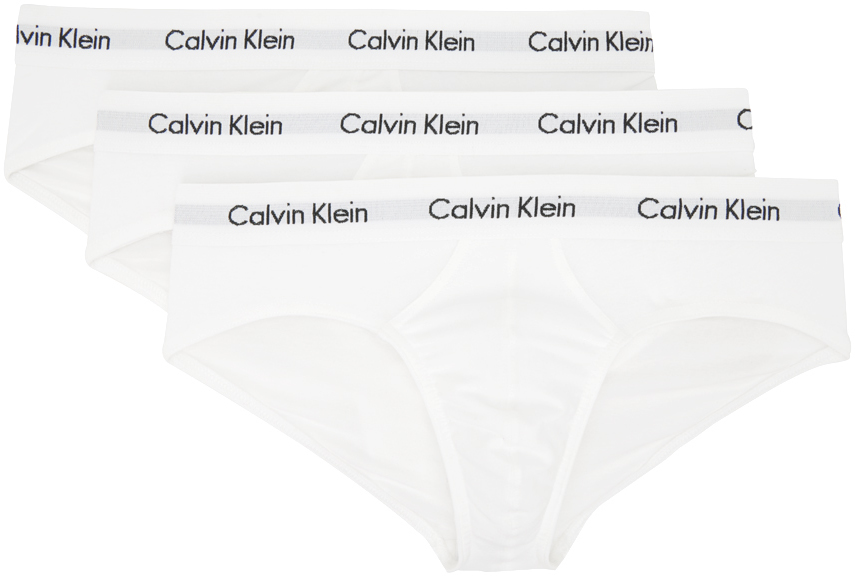 Three-Pack White Briefs by Calvin Klein Underwear on Sale
