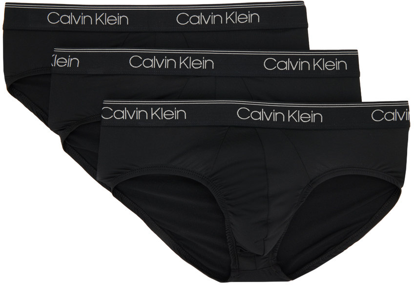 Calvin Klein Underwear Three-pack Black Briefs In 001 - Black