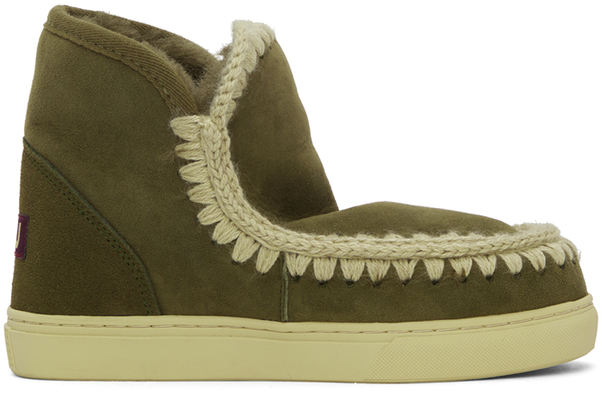 Mou Khaki Stitch Boots In Moo Moos