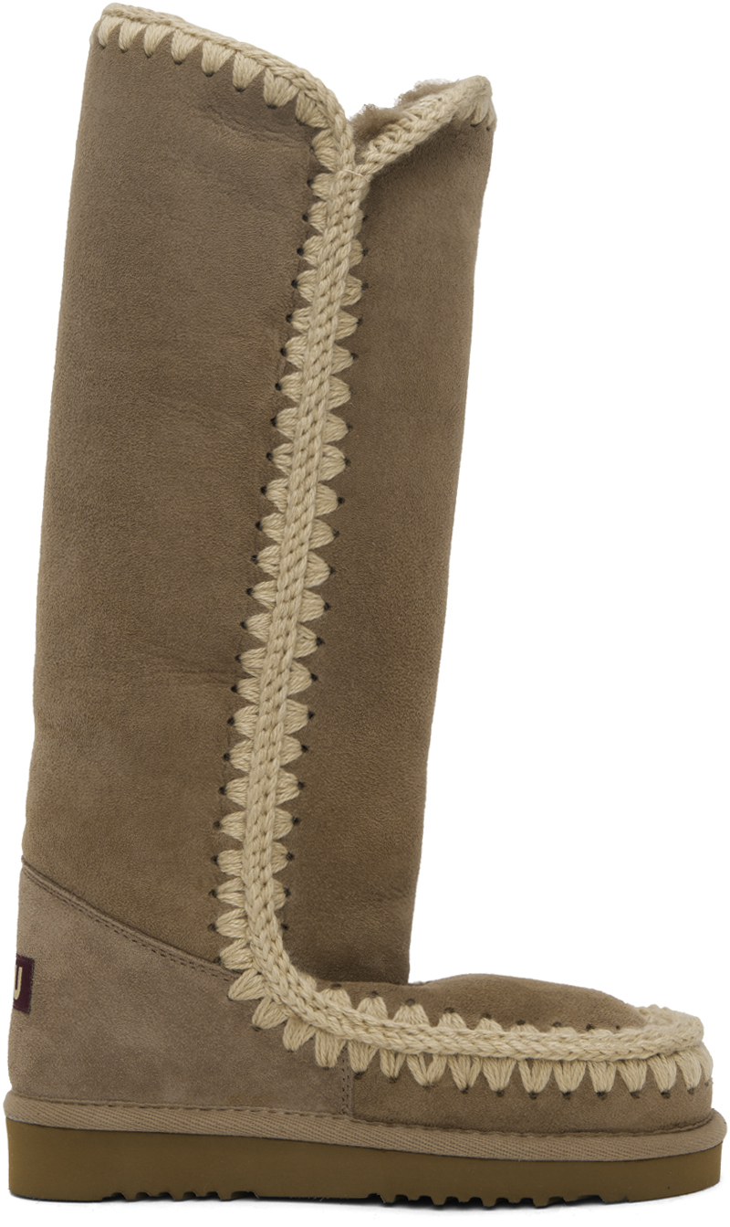 Mou Gray 40 Shearling Boots In Elgry Elephant Grey