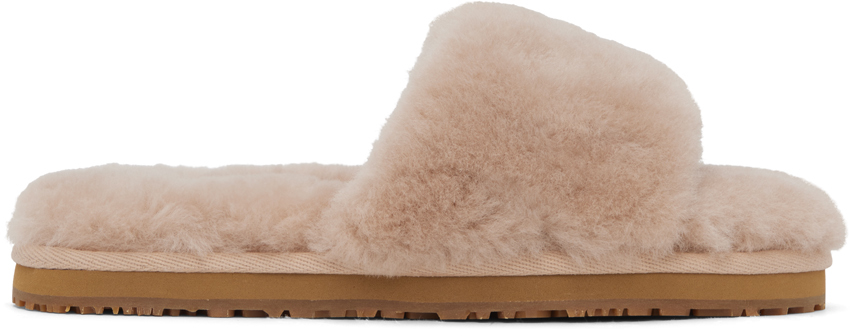 Mou Pink Open-toe Slippers In Dressing Gown Rose Beige