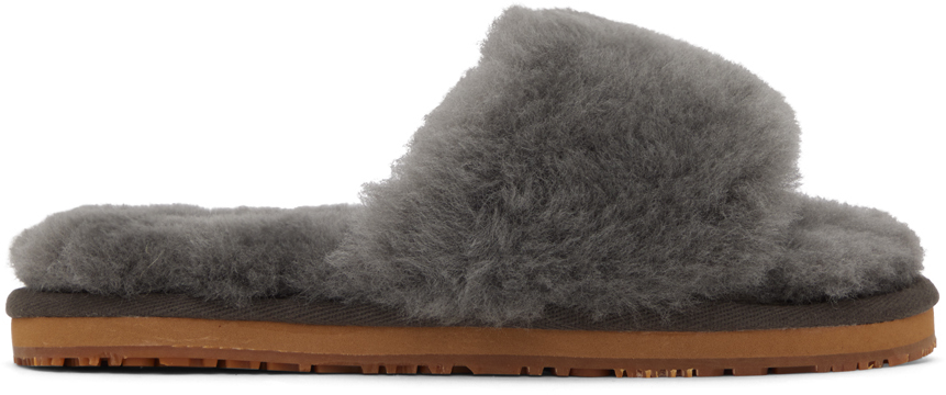 Mou Grey Open-toe Slippers In Cha Charcoal